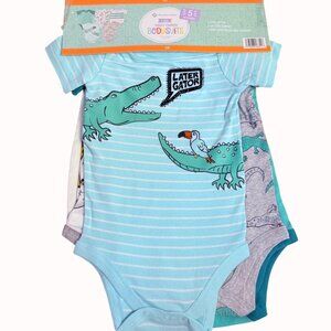 Babys Favorite Bodysuits Set of 5 Alligator 12M Cotton Snap Closure Baby Boy